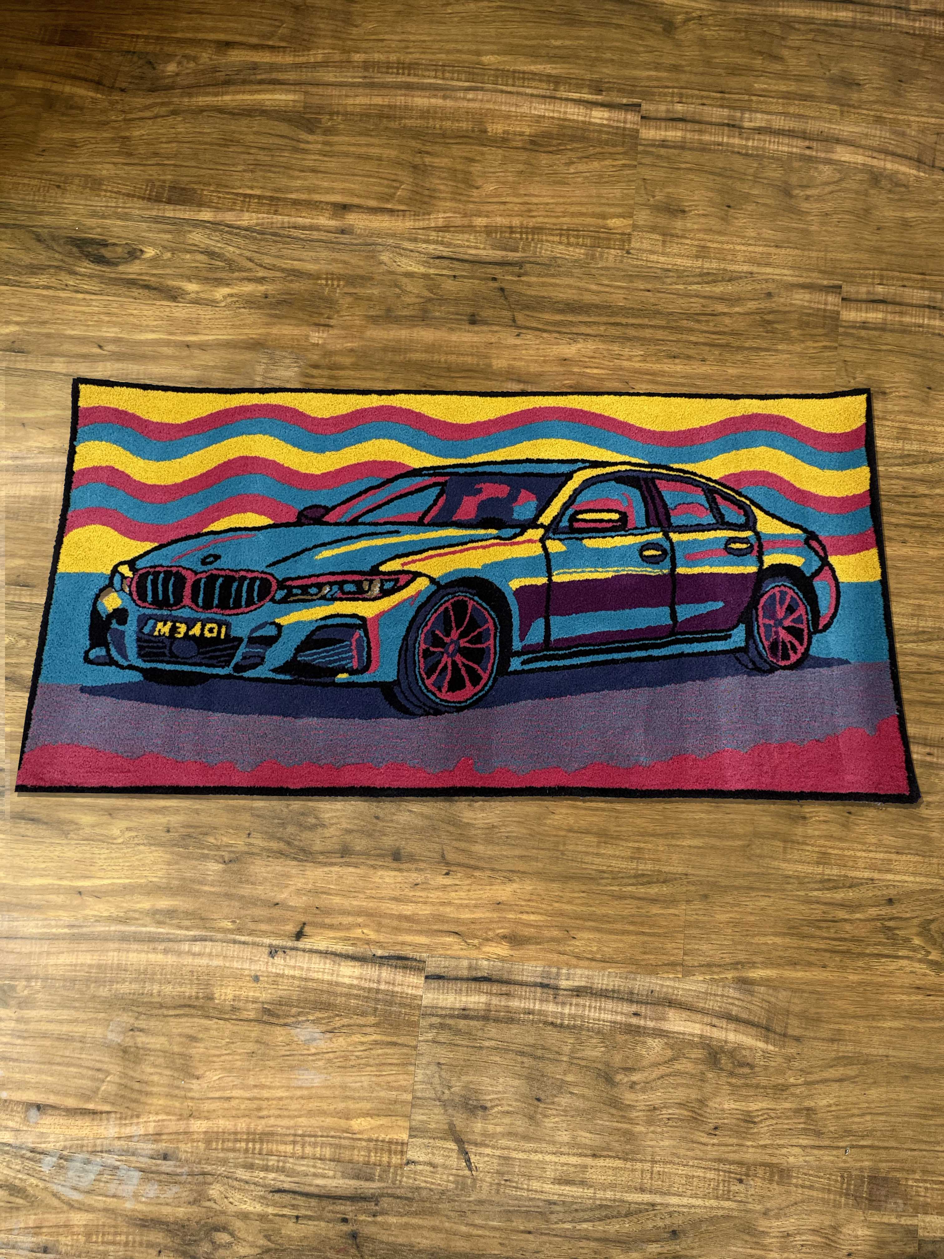Multi Colour Car Hand tufted Rug