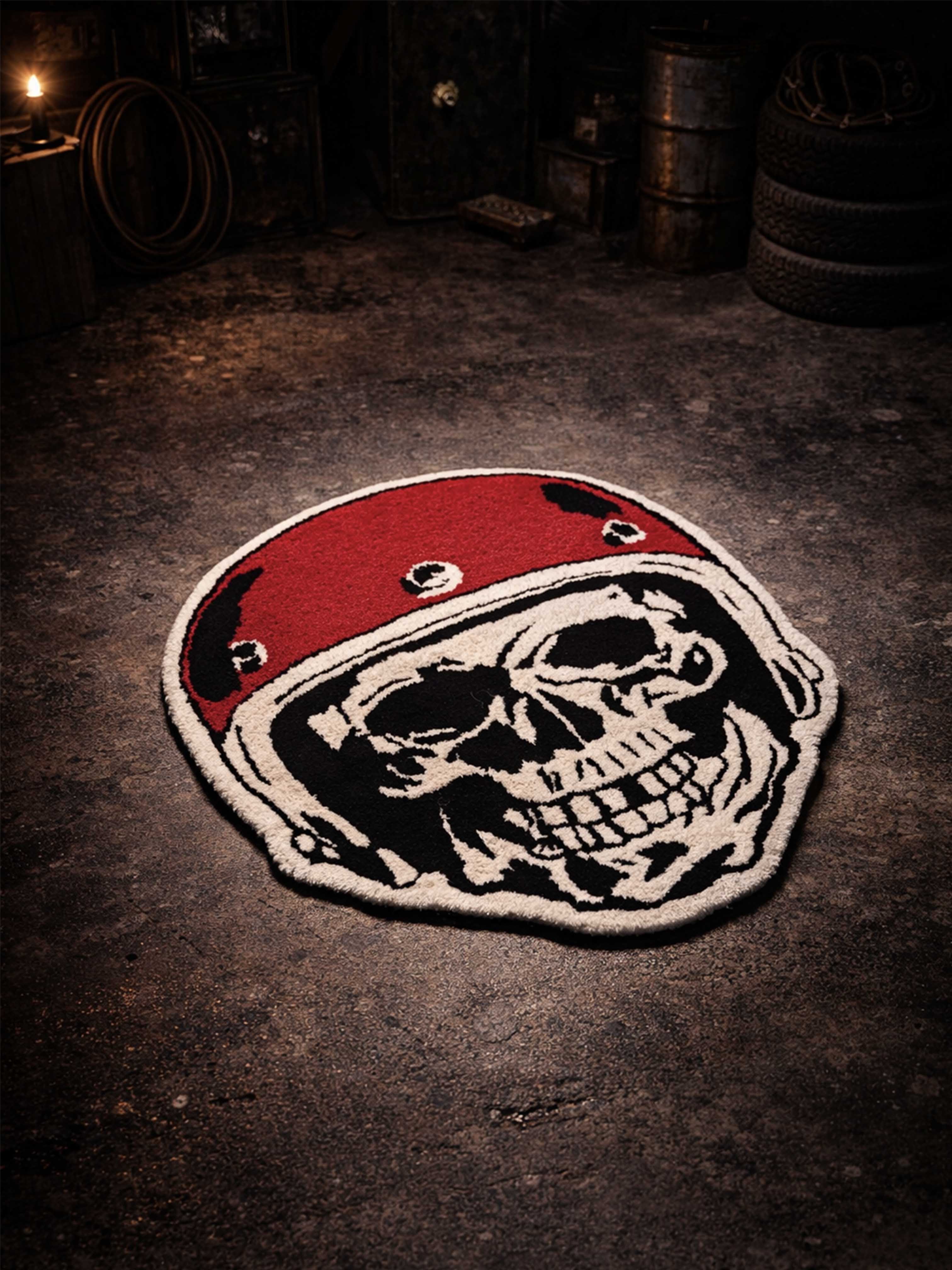 Skull biker Hand Tufted Rug