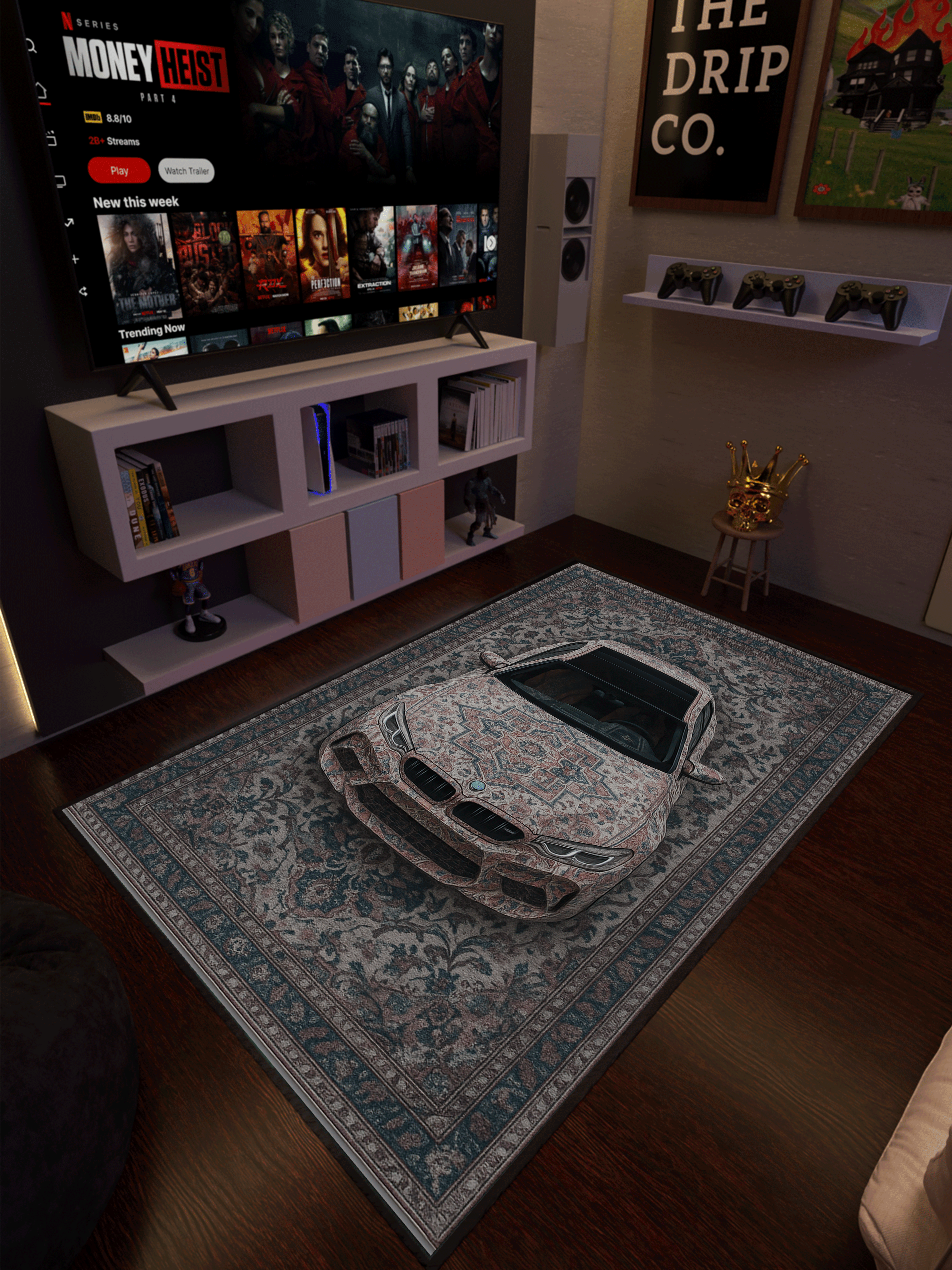 M Speed Sports car traditional design Washable Rug