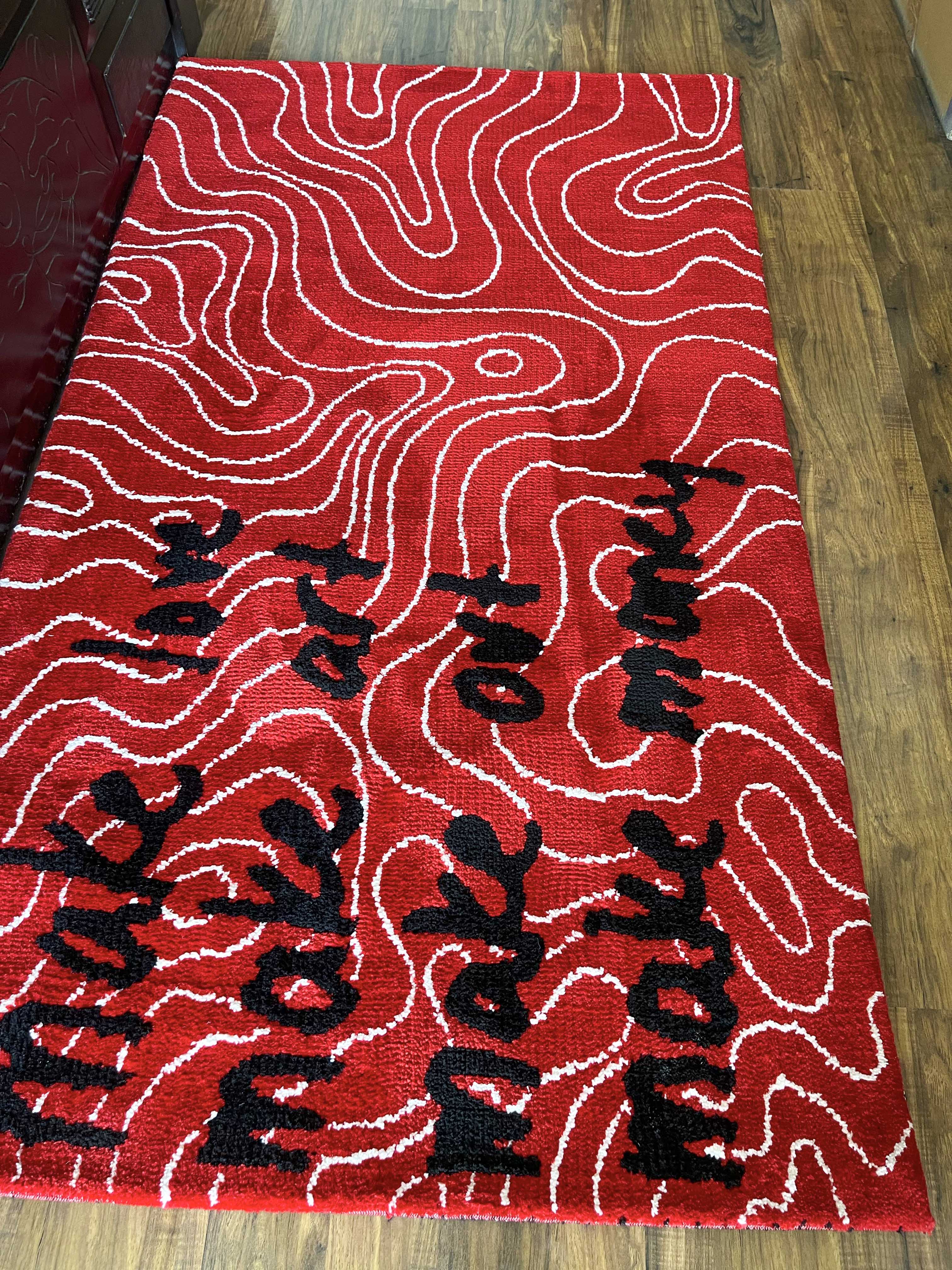 Make love, Make art, make out Machine Made Rug