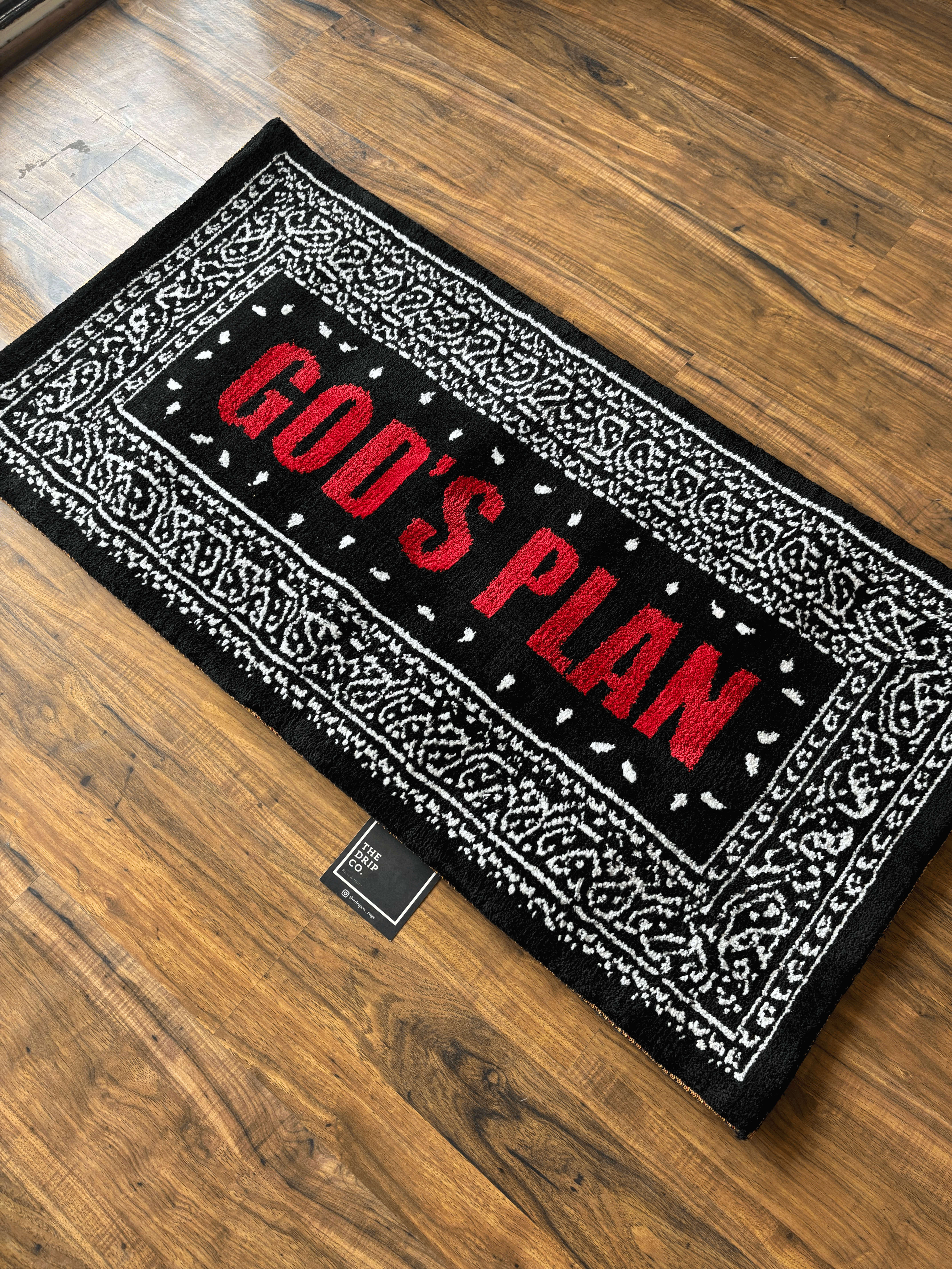 Gods Plan Red Machine Tufted Rug