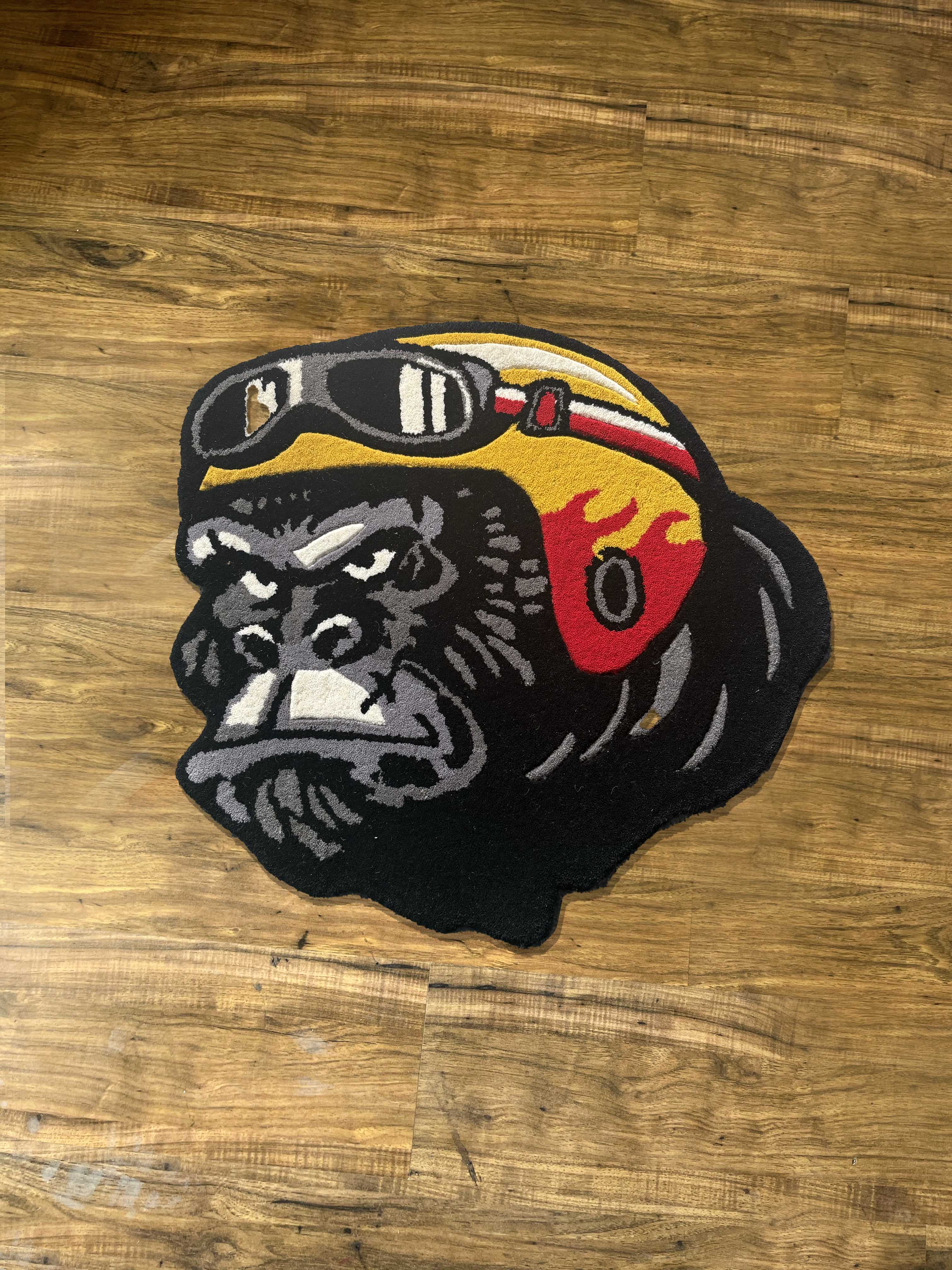 Chimpanzee biker Hand Tufted Rug