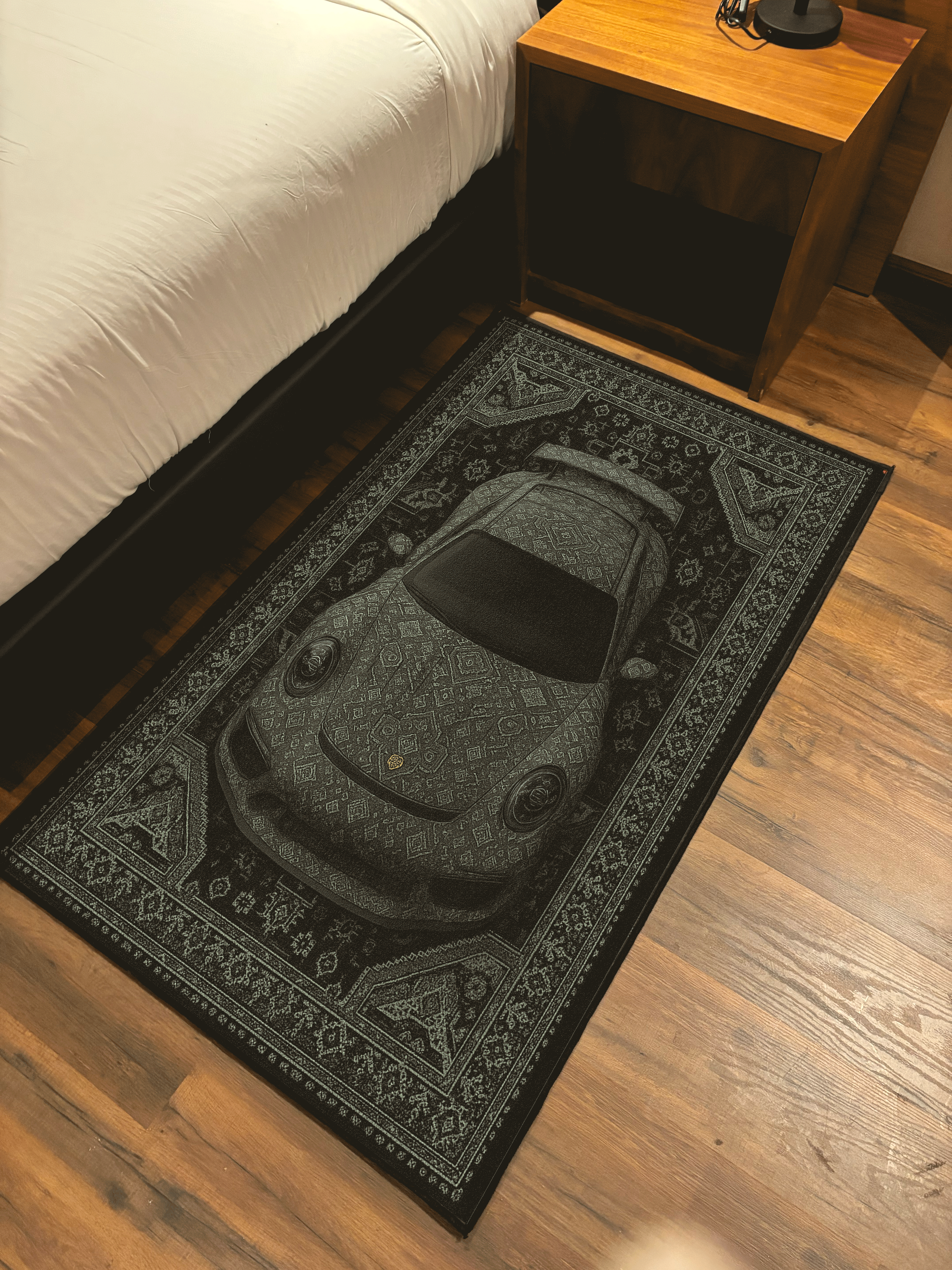 Green Sports car traditional design Washable Rug