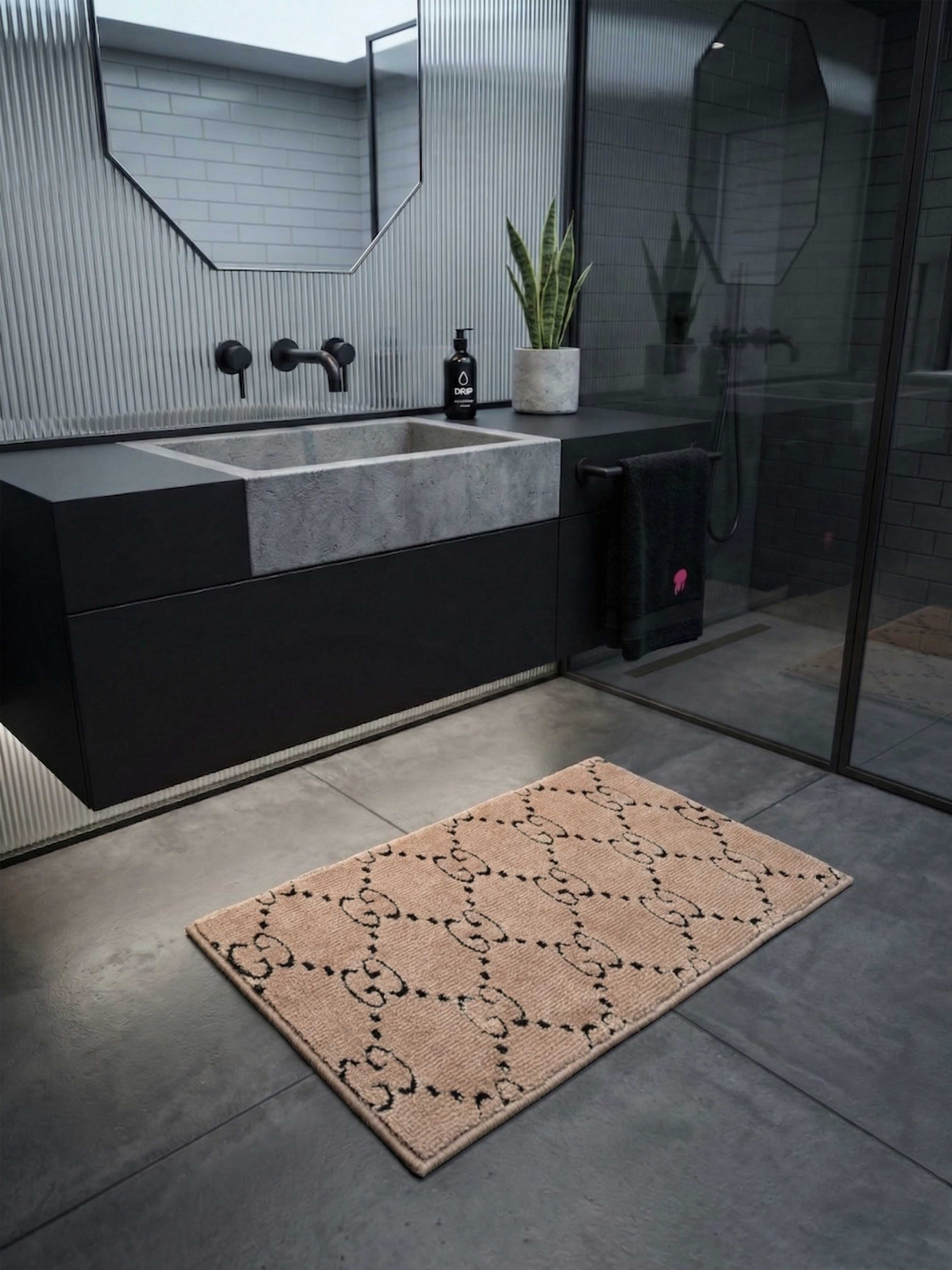 Beige & Brown Bath Mat