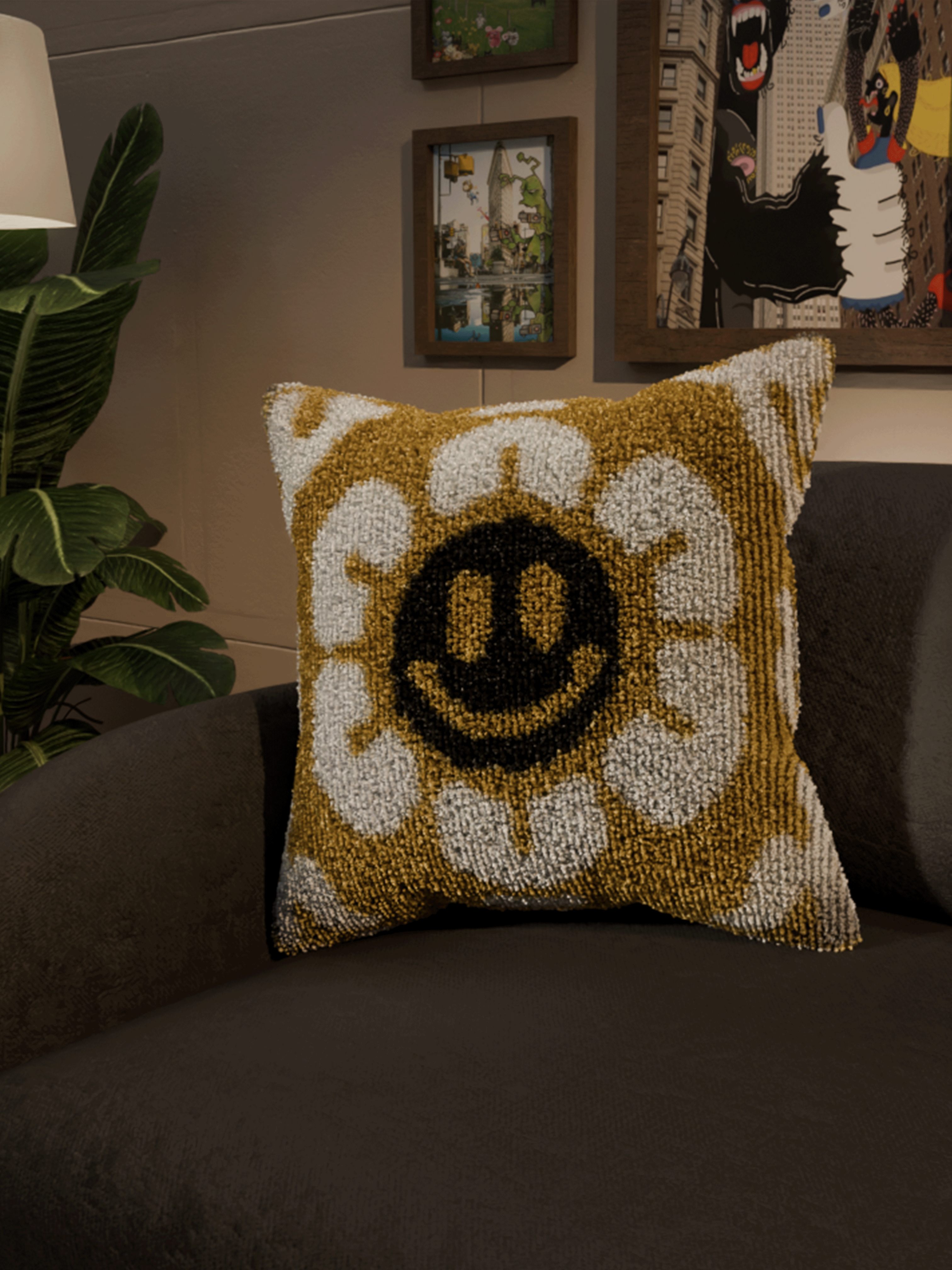 Yellow Flower cushion cover