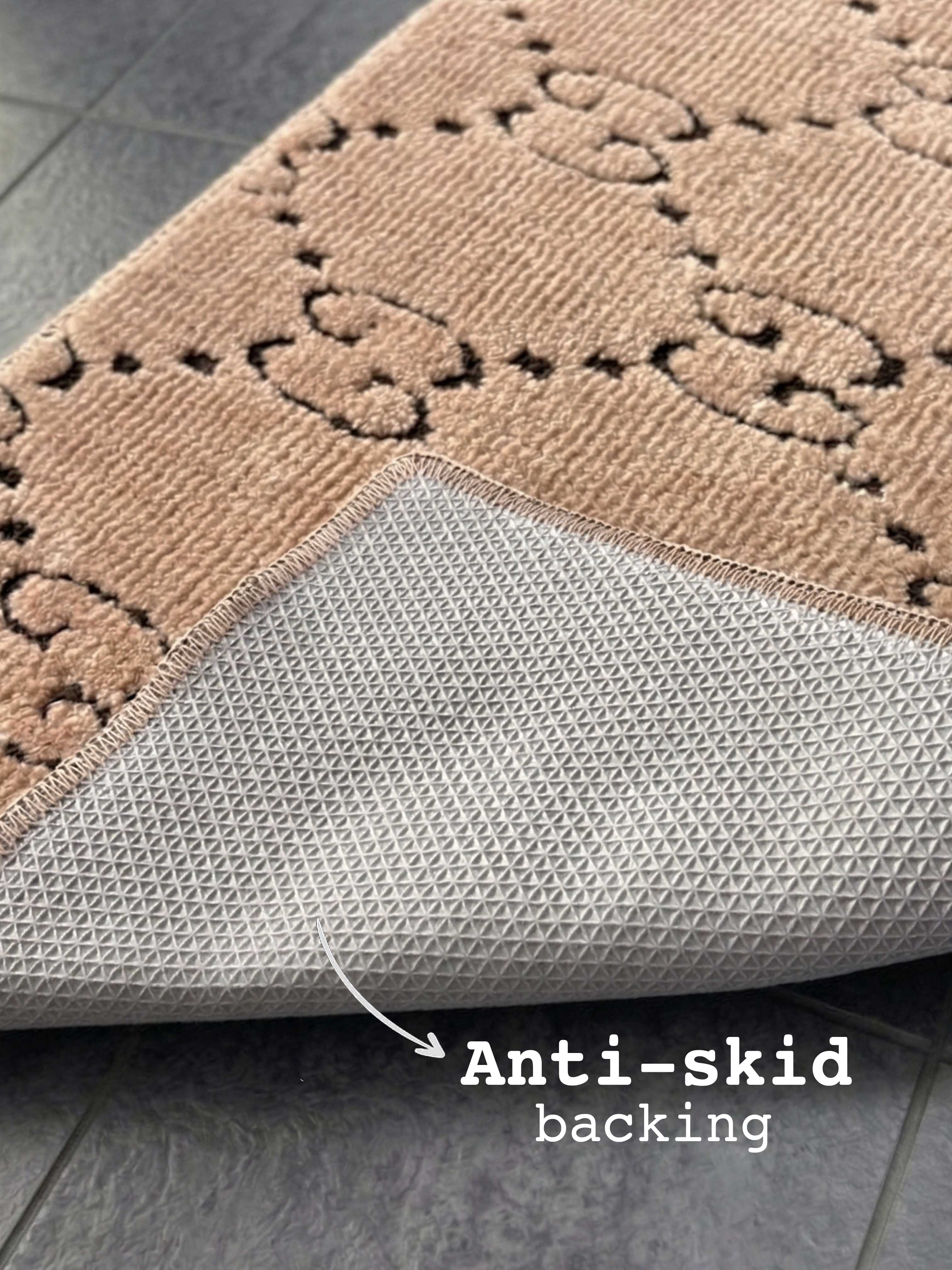 Beige & Brown Bath Mat