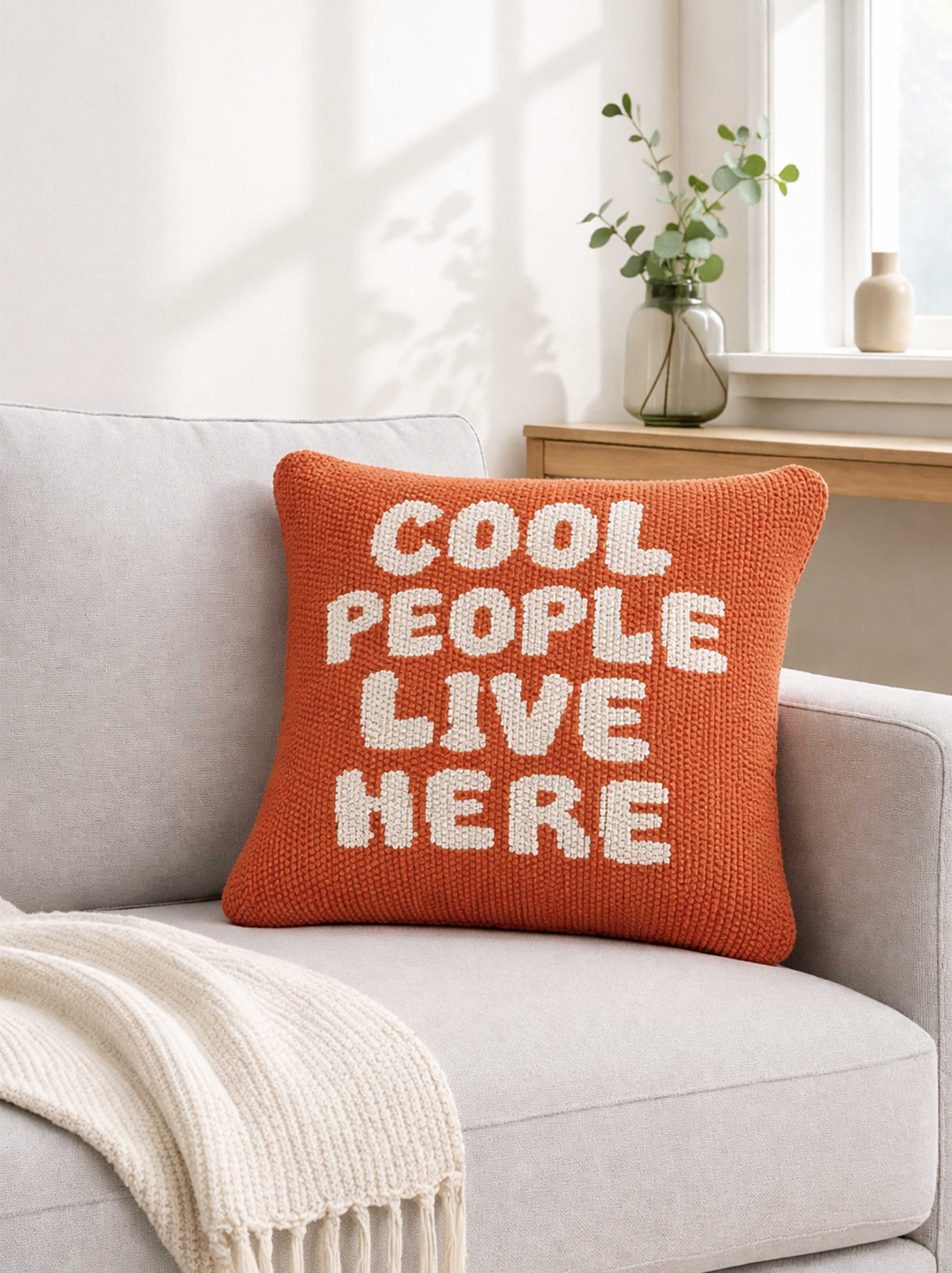 Cool People Live here Orange cushion cover