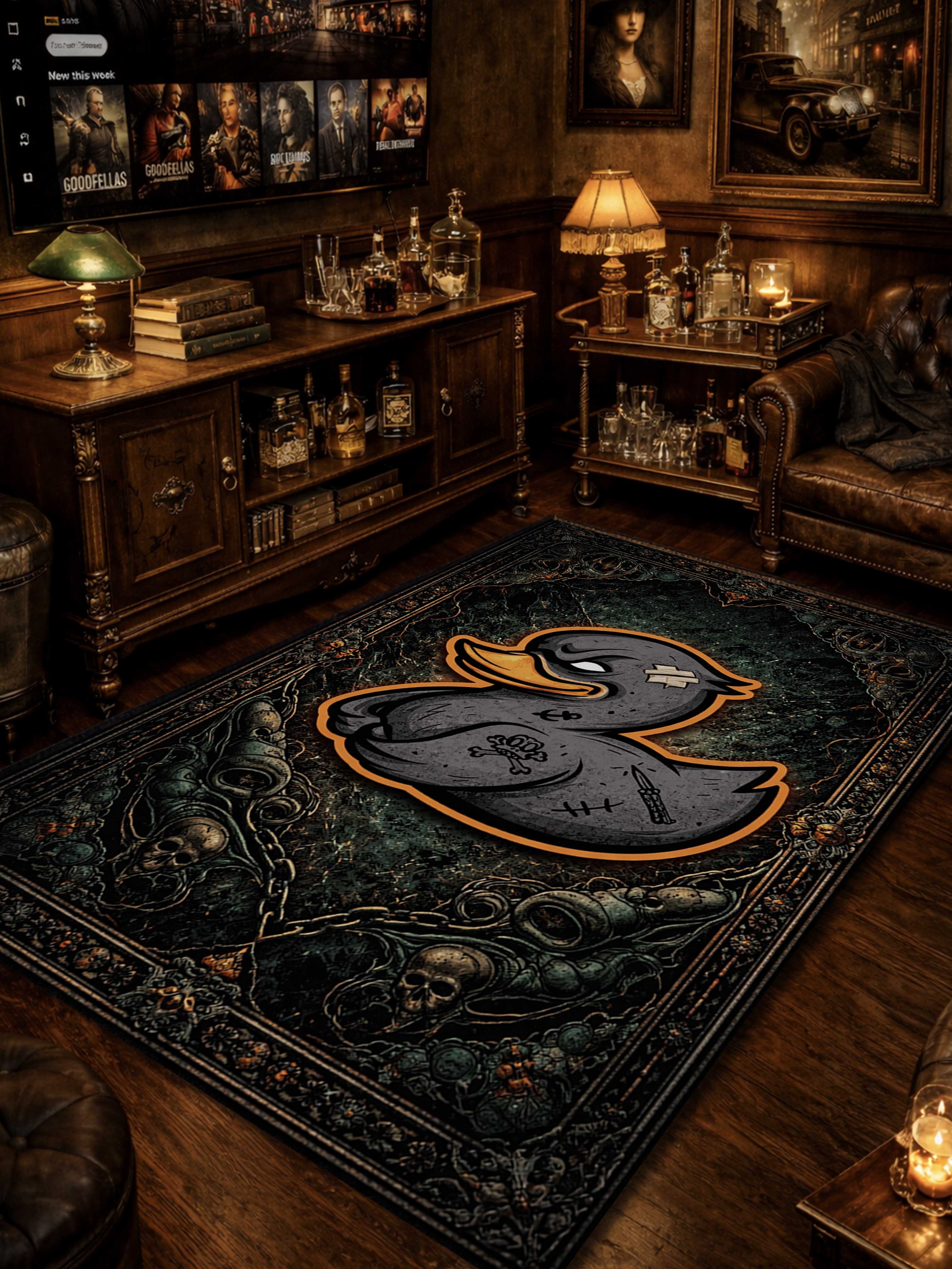 Angry Duck Traditional Washable Rug