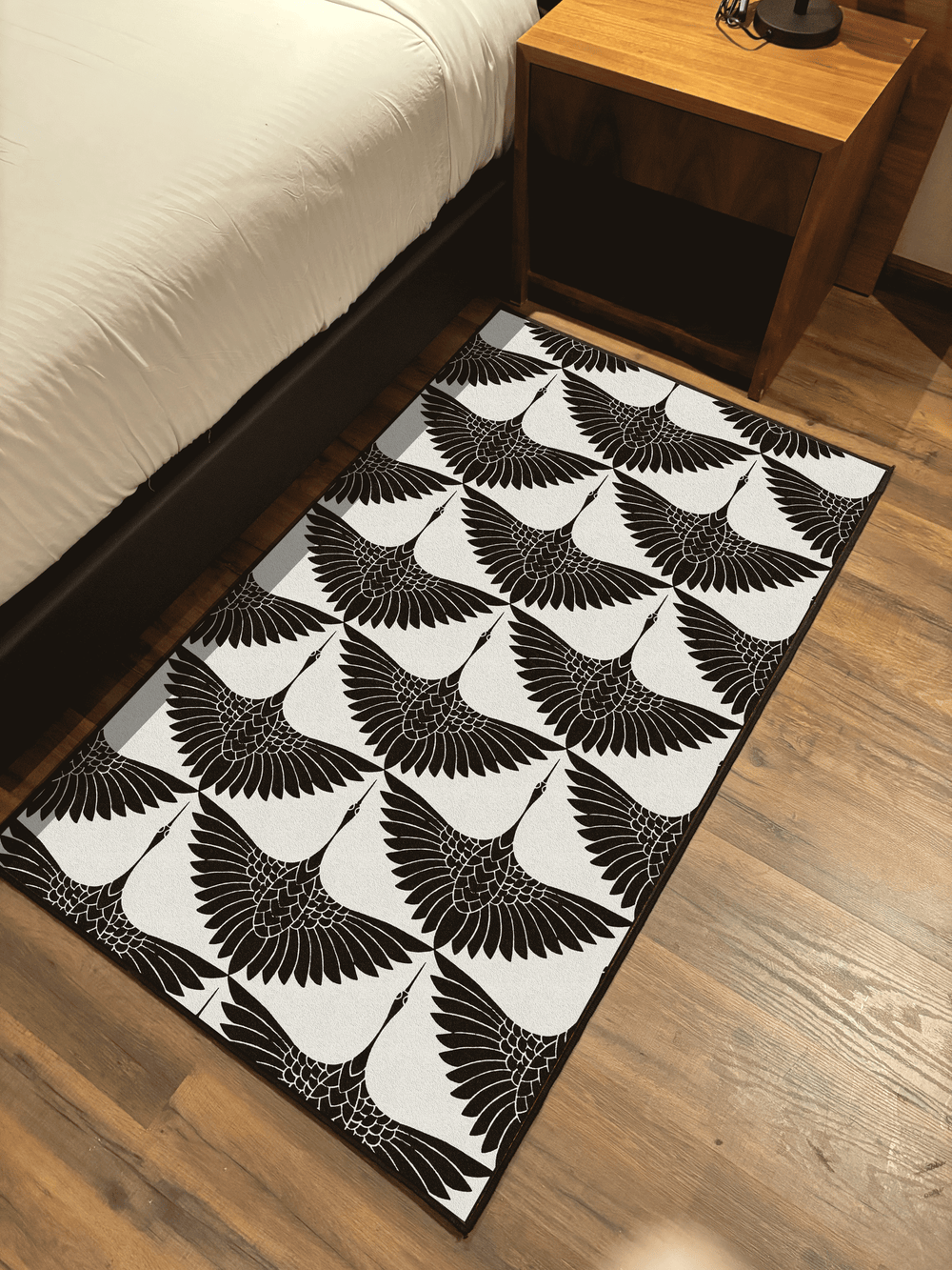 Monochramatic Green Rug Bird monochromatic Printed Washable Rug